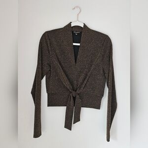 Shinestar brown and gold women's long sleeve blouse.